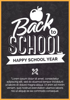 Back to school card with white label on black chalkboard vector