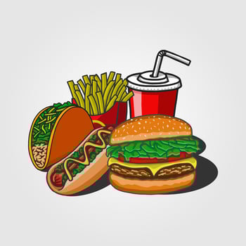 fast food vector illustration. fit for fast food restaurant graphics or food. flat color hand-drawn style