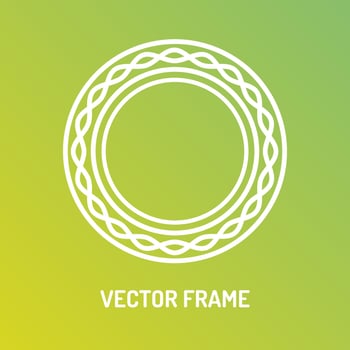 Vector frame white color line style isolated on green background for organic shop