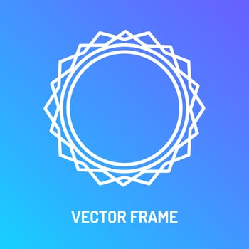 Vector frame white color line style isolated on blue background for yoga studio