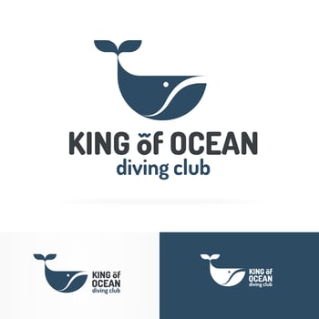 Whale emblem set blue color flat style isolated on white background for use diving club vector