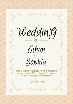 Wedding cover design template with vintage line style modern pink color background vector