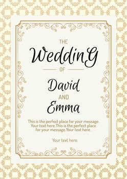 Wedding cover design template with vintage line style yellow modern color background vector
