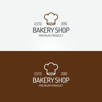 Bakery shop logo set with toque modern line style vector