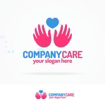 Company care logo set flat color style consisting of hands vector