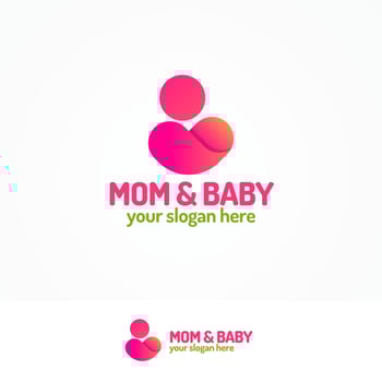 Mom and baby logo set vector