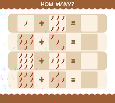 How many cartoon red chilli. Counting game. Educational game for pre shool years kids and toddlers vector