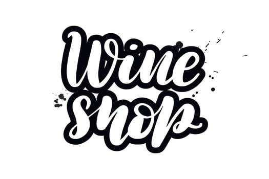 Inspirational handwritten brush lettering wine shop. Vector calligraphy illustration isolated on white background. Typography for banners, badges, postcard, tshirt, prints, posters.