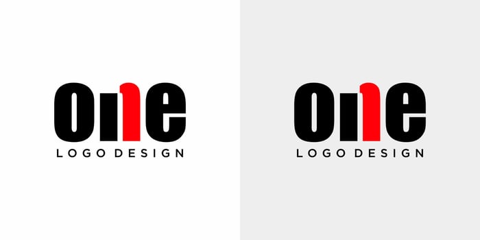 Number 1 wordmark logo design with black and white background. vector