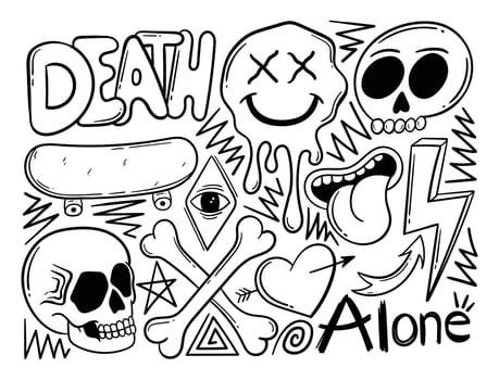 Elements hand drawn doodle vintage for tattoo sticker etc vector