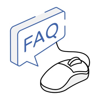 An isometric icon of online FAQ vector