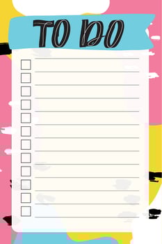 To do list with retro background and trendy lettering. Memphis style. Template for agenda, planners, check lists, and other stationery. Isolated. Vector stock illustration.