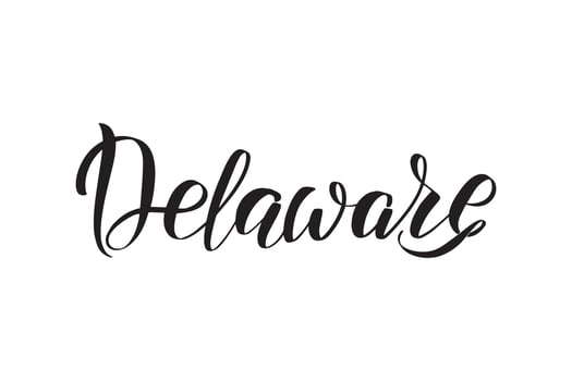 Inspirational handwritten brush lettering Delaware. Vector calligraphy illustration isolated on white background. Typography for banners, badges, postcard, tshirt, prints, posters.