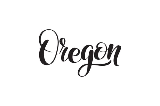 Inspirational handwritten brush lettering Oregon. Vector calligraphy illustration isolated on white background. Typography for banners, badges, postcard, tshirt, prints, posters.