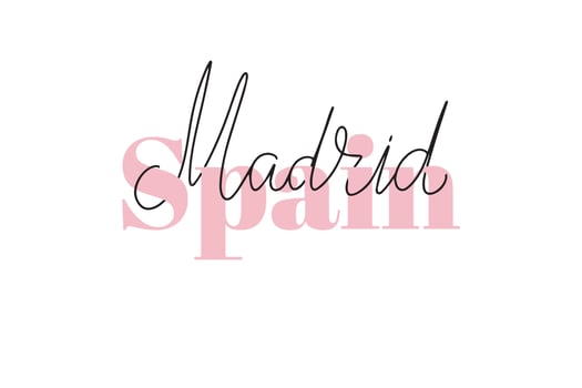 Inspirational handwritten brush lettering Spain Madrid. Vector calligraphy illustration isolated on white background. Typography for banners, badges, postcard, tshirt, prints, posters.