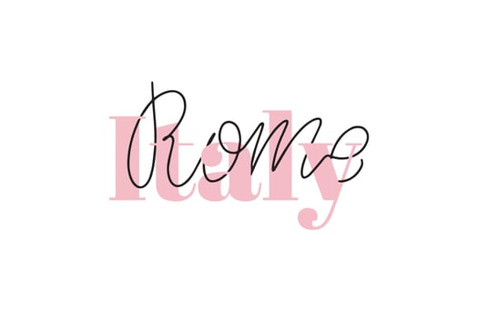 Inspirational handwritten brush lettering Italy Rome. Vector calligraphy illustration isolated on white background. Typography for banners, badges, postcard, tshirt, prints, posters.