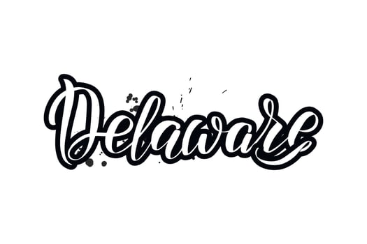 Inspirational handwritten brush lettering Delaware. Vector calligraphy illustration isolated on white background. Typography for banners, badges, postcard, tshirt, prints, posters.