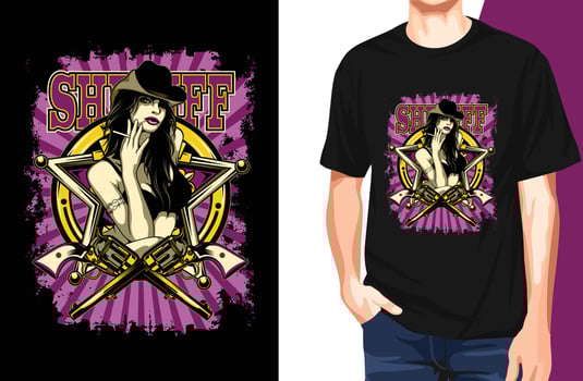 The Sheriff Is Here Illustration Gift Essential T-Shirt.Can be used for t-shirt print, mug print, pillows, fashion print design, kids wear, baby shower, greeting and postcard. t-shirt design vector
