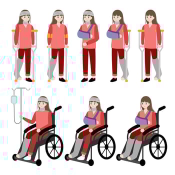 Injured woman cartoon character vector illustration