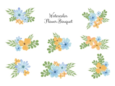 Watercolor flower bouquet vector collection for wedding invitation