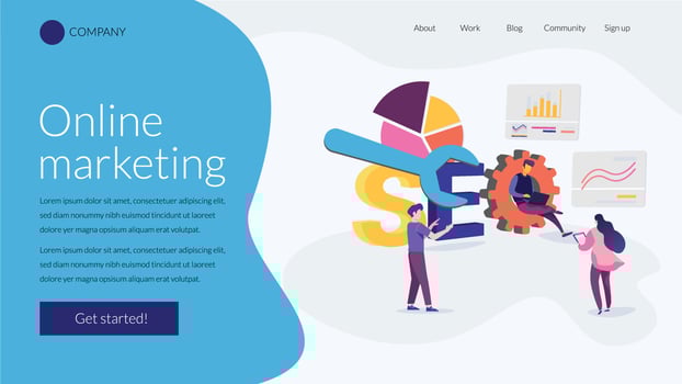 Flat Design SEO Landing Page Website vector