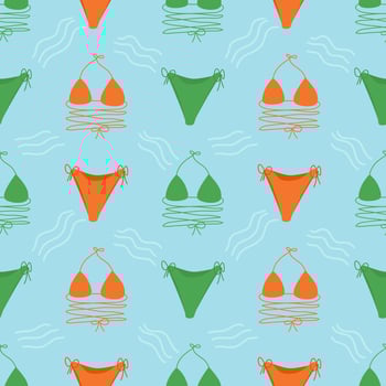 Summer decoration pattern. Seamless pattern with summer. Sea and bikini. vector