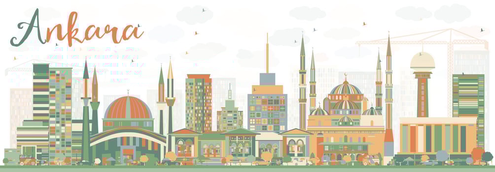 Abstract Ankara Skyline with Color Buildings. vector