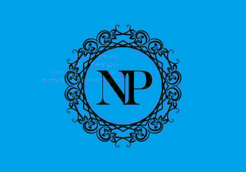 NP initial letter in vintage circle frame vector