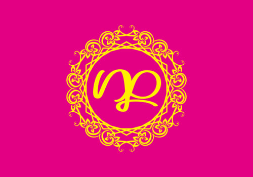 NP initial letter in vintage circle frame vector