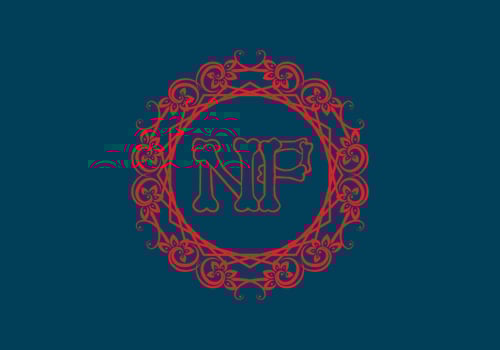 NP initial letter in vintage circle frame vector