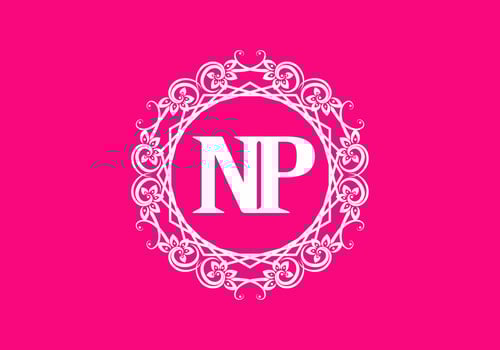 NP initial letter in vintage circle frame vector