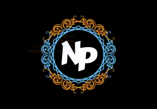 NP initial letter in vintage circle frame vector