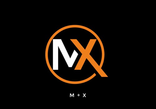 Orange white and black color of MX initial letter vector