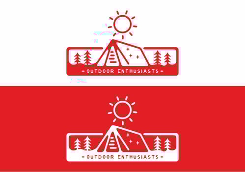 Red and white outdoor enthusiast badge illustration vector