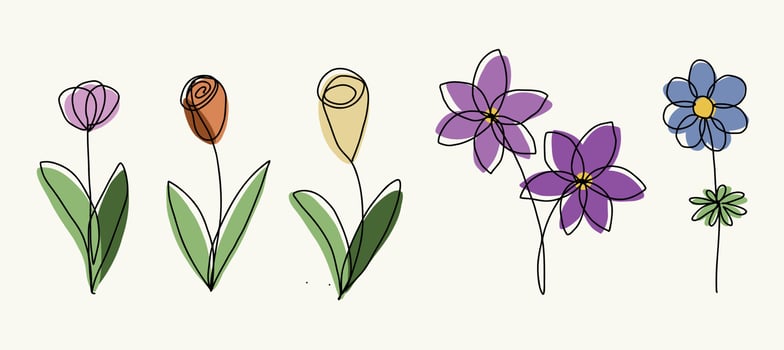 Simplicity flower freehand continuous line drawing flat design. vector