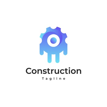 Architech Contruction Solutions gradient colorful Vector Logo Template. gear 3d gradient colorful logo.