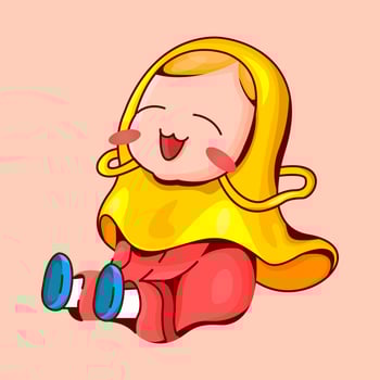 illustration of cute muslim girl sitting with cute pose vector
