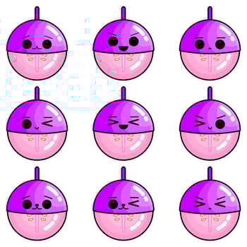 Collection of cute grape facial expression vector illustrations