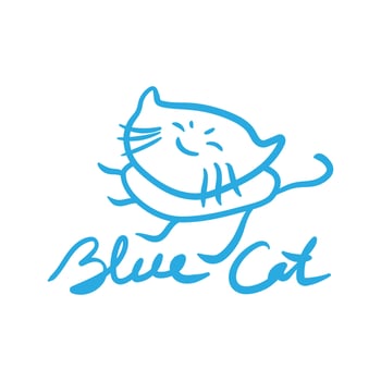 Blue cat logo vector illustration