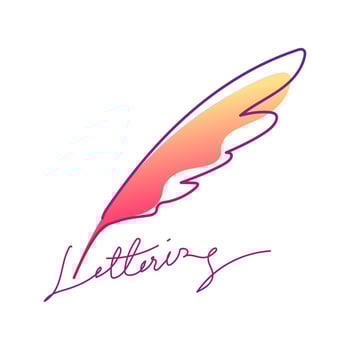 Lettering logo with bird feather pen vector illustration