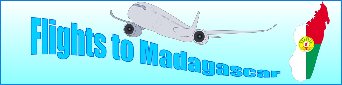 Banner with the inscription Flights to Madagascar vector
