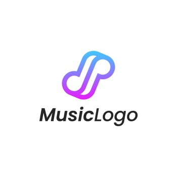 music gradient colorful line outline logo design template. Musical icon. vector