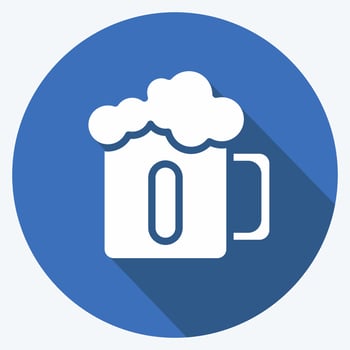 Icon Mug of Beer. suitable for Drink symbol. long shadow style. simple design editable. design template vector. simple symbol illustration vector