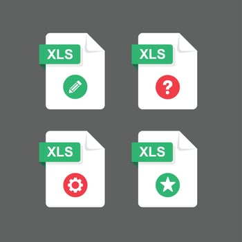 Flat design with XLS files icon set ,symbol set, vector design element illustration