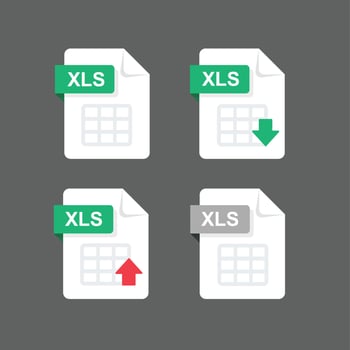 Flat design with XLS files icon set ,symbol set, vector design element illustration