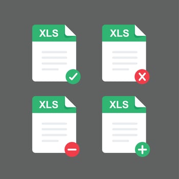 Flat design with XLS files icon set ,symbol set, vector design element illustration