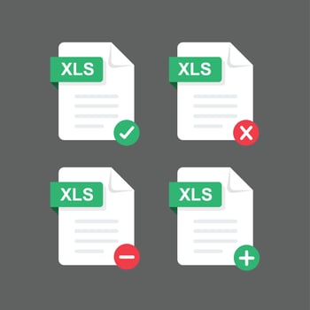 Flat design with XLS files icon set ,symbol set, vector design element illustration