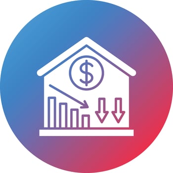Price Decrease Glyph Circle Gradient Background Icon vector