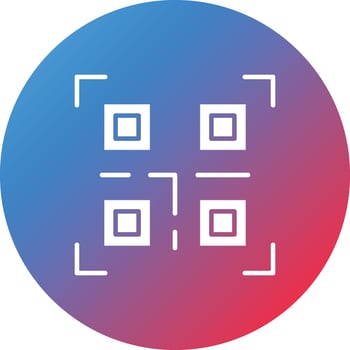 QR Code Glyph Circle Gradient Background Icon vector