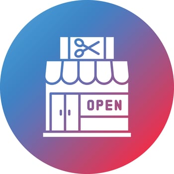 Open Shop Glyph Circle Gradient Background Icon vector